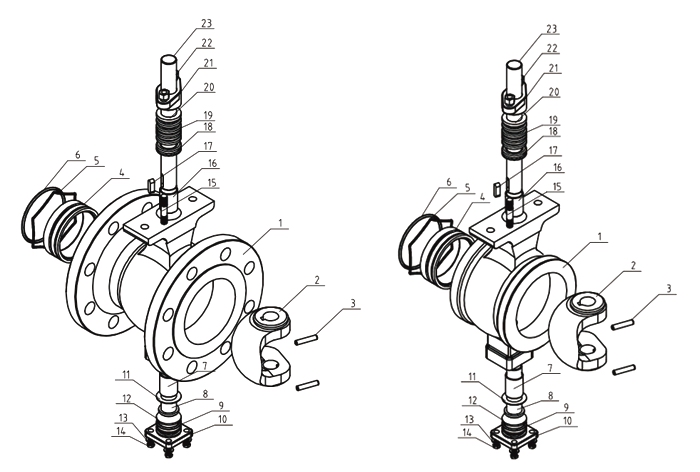 氣動V型球(qiú)閥內(nèi)部結構圖 V型球閥(圖2)