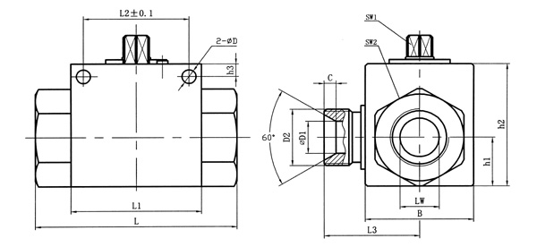 VH3V二(èr)位三通高壓球閥(fá)外形結構圖 二(èr)位三通高壓球(qiú)閥(圖1)
