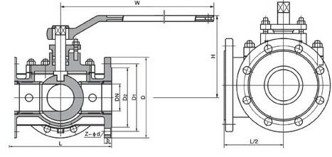 Q44F法蘭（lán）三通球閥(圖1)