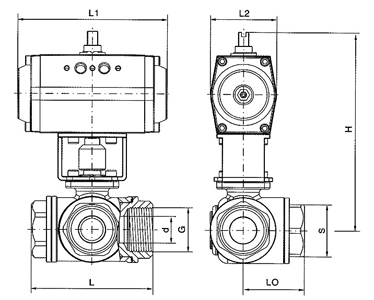 Q614F氣動螺紋（wén）三通球閥(圖（tú）2)