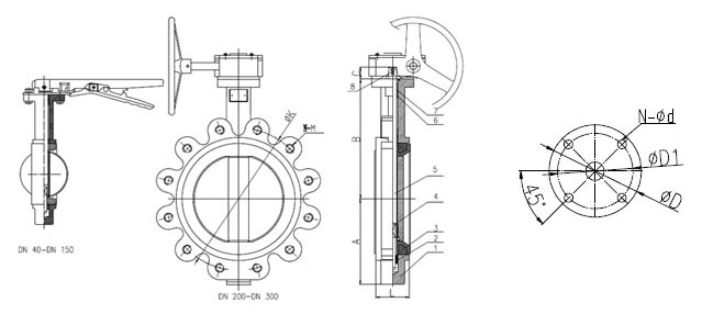 LT型對夾蝶閥結構（gòu）圖