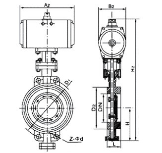 D673H氣（qì）動對夾（jiá）式（shì）硬密封（fēng）蝶閥(圖1)