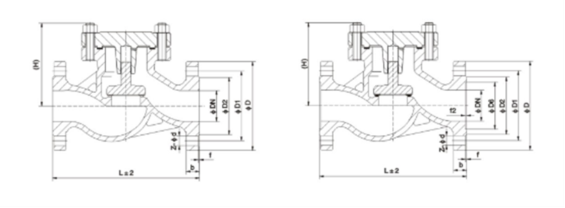 H41H不(bú)鏽鋼升降式止回閥(圖1) H41H不鏽鋼升降式止回(huí)閥(圖1)
