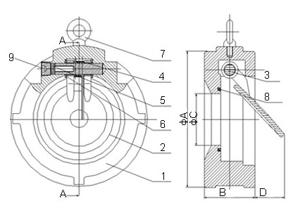 H74W對夾式(shì)單瓣止回閥(圖1) H74W對夾式單瓣止回閥(圖1)