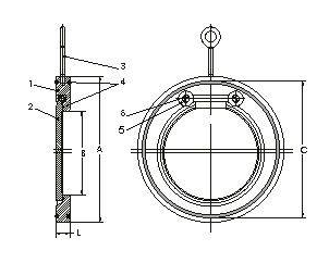 H74W薄型對(duì)夾止回閥(圖1) H74W薄型對夾止回閥(圖1)